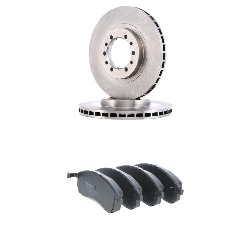 Image of RIDEX 3405B2986 Brake disc and pads set Front Axle, Brake Disc Type: internally vented, with acoustic wear warning Brake Set,disc brakes (3405)