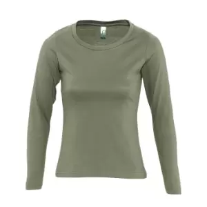 Image of SOLS Womens/Ladies Majestic Long Sleeve T-Shirt (M) (Khaki)