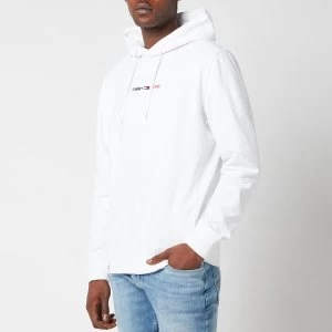 Image of Tommy Jeans Mens Straight Logo Hoodie - White HTR - M
