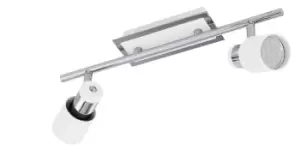 Image of Wall 2 Spot Light Colour Chrome Plated White Steel Bulb GU10 2x5W Included