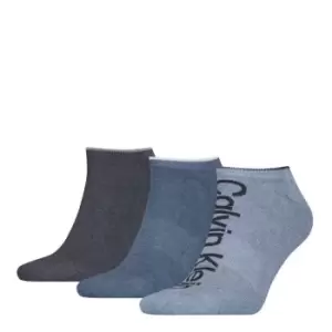 Image of Calvin Klein Athletic Ankle Socks 3 Pack Mens - Blue