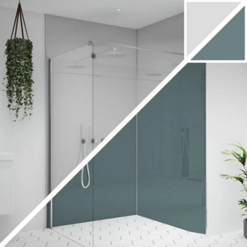 Image of Splashwall Alloy Double-Sided Aluminium Bathroom & Wet Room Decorative Panel (H)2400mm (W)600mm - Gloss Glacier White & Neptune Blue