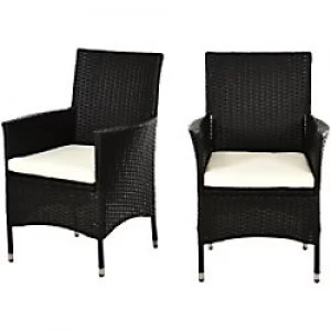 Image of Outsunny Outdoor Rattan Chair Dark Brown Metal, PE, Polyester 861-004