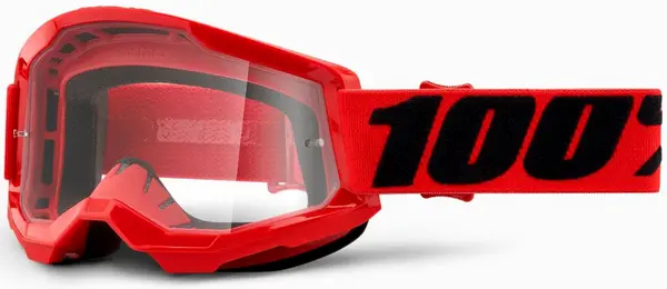 Image of 100% Strata 2 Clear Motocross Goggles, black-red