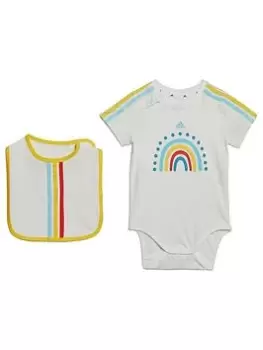 Image of Adidas Infant 3-Stripes Vest & Bib Gift Set - White