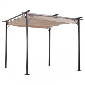 Image of Outsunny Outdoor Steel Pergola Gazebo Porch Awning Retractable Canopy Grape Trellis