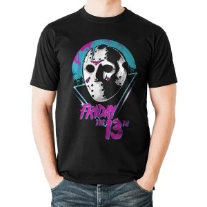 image of Friday The 13th - Unisex 80's Mask Design T-Shirt (Black)