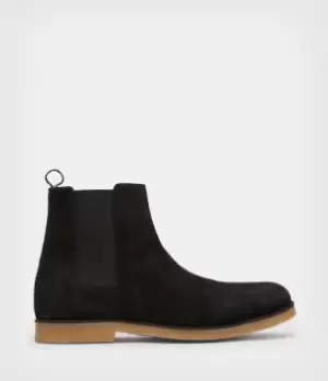 Image of AllSaints Mens Rhett Suede Boots, Black, Size: UK 9/US 10/EU 43
