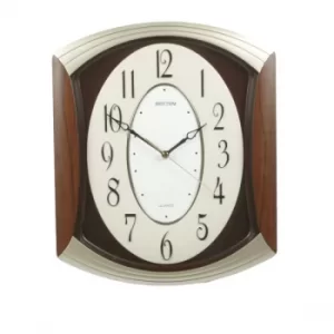 image of Rhythm Silver & Dark Wood Finish Wall Clock