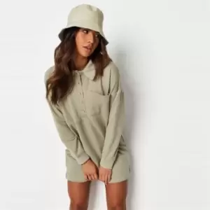 Missguided Rugby Pocket Shirt Dress - Green