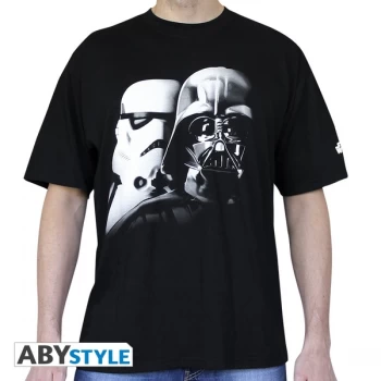 Image of Star Wars - T Shirt Vador-Troopers Mens Large T-Shirt - Black