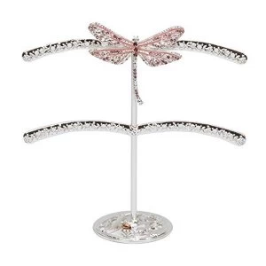 image of Sophia Pink Crystal Dragonfly Double Jewellery Hanger