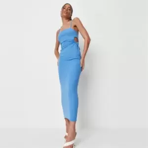 Missguided Out Ruched Waist Maxi - Blue