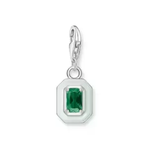 image of THOMAS SABO Silver Pastel & Emerald Green Octagon Charm