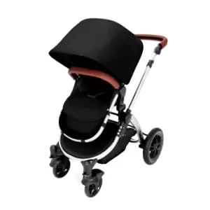 image of Ickle Bubba Stomp V4 All-in-One Travel System with Isofix Base - Midnight on Chrome with Tan Handles