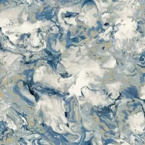 Image of Elixir Marble Blue Wallpaper 166504 - Feature Metallic Marble Effect - Muriva