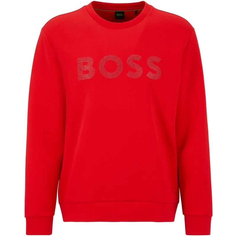 Image of Boss Mens Salbo Diamond Crew Sweatshirt Bright Red male XL
