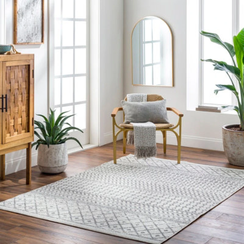 Image of Livabliss Scandi Geometric Grey Mila Area Rug 120 X 170 Cm - Easy Care, Non Shedding, Ideal For Living Room & Bedroom