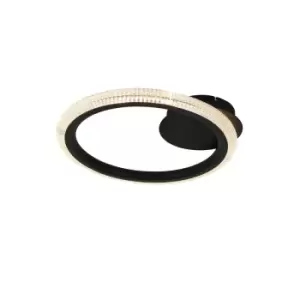 Image of Ring Integrated LED Semi Flush Light Matt Black, Transparent 3000K 893Lm