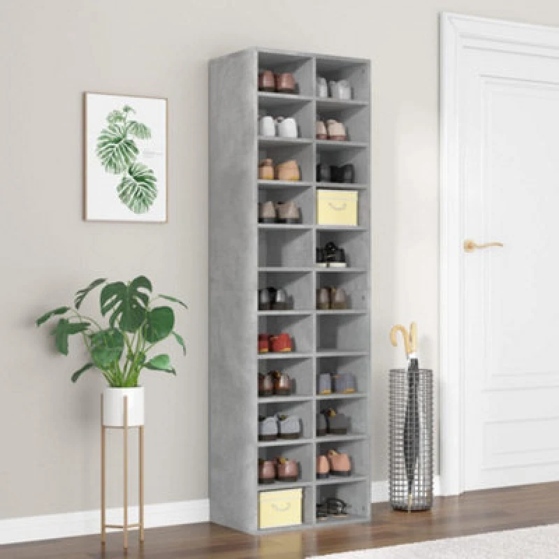 Image of Vidaxl Shoe Cabinet Concrete Grey 54X34X183cm Engineered Wood