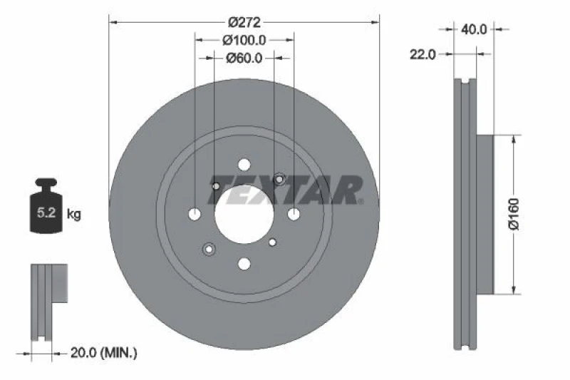 Image of Brake disc TEXTAR 92278203