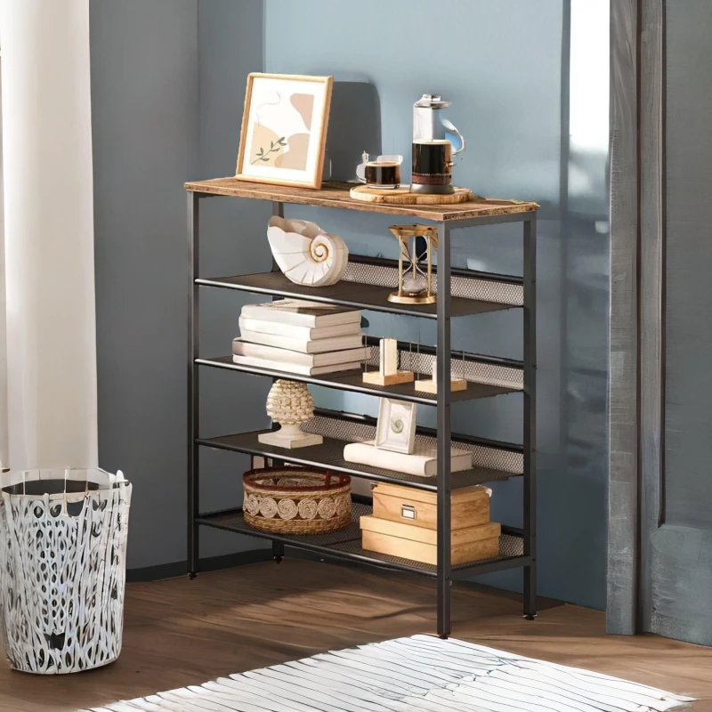 Image of Rafaelo Mobilia 5-Tier Shoe Organizer Shelf in Brown Brown Unisex