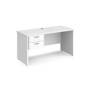 Image of Office Desk Rectangular Desk 1400mm With Pedestal White Top And Panel End Leg 600mm Depth Maestro 25