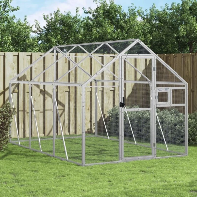 Image of vidaXL Aviary Silver 1.79x3x1.85 m Aluminium, Silver 3155796
