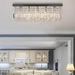 image of Modern Rectangular Crystal Chandelier, none