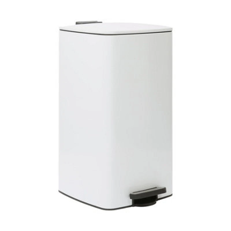 Image of Harbour Housewares Square Stainless Steel Kitchen Pedal Bin - 30L - White