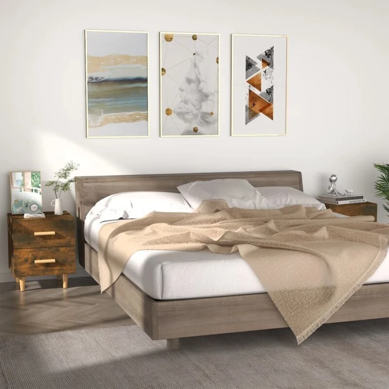 Image of VIDAXL Bed Cabinets 2 pcs Smoked Oak 40x35x47.5cm Vidaxl 8720286972960