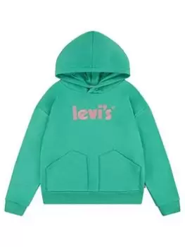 Image of Levis Girls Square Pocket Hoodie - Green, Size Age: 4 Years, Women