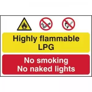 Image of Highly Flammable LPG No Smoking Or Naked Lights’ Sign;