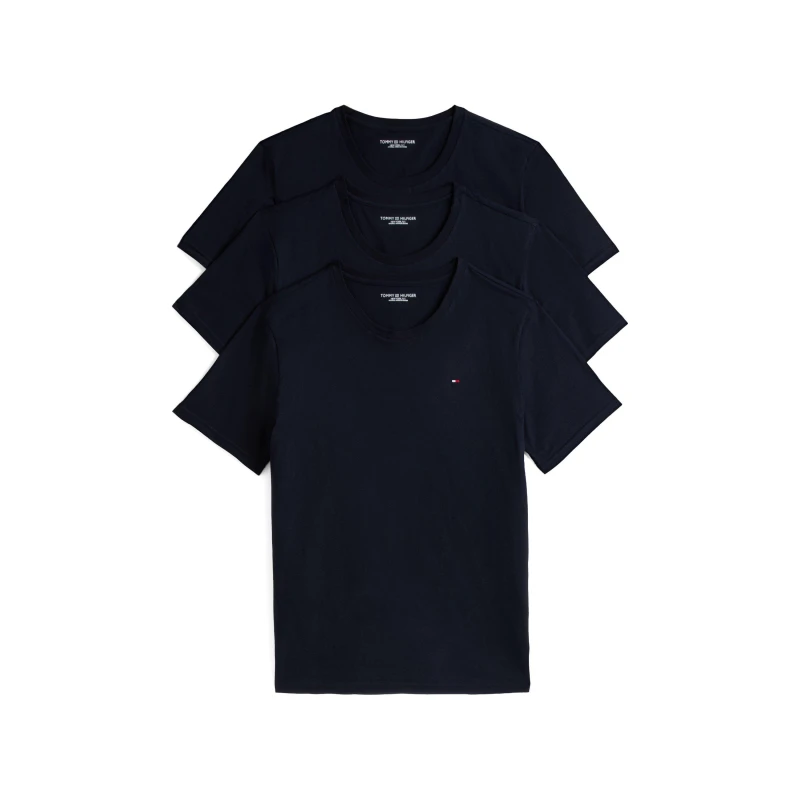 Image of Tommy Hilfiger 3 Pack Short Sleeve T-Shirt Navy/Navy/Navy male M