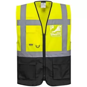 Image of Portwest Warsaw Executive Class 1 Hi Vis Vest Yellow / Black 3XL