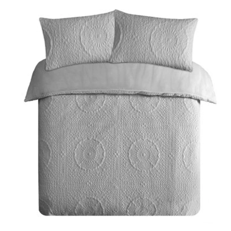 Image of Velosso Pinsonic Design Duvet Cover & Pillowcase Set, Lightweight And Wrinkle-Resistant Fabric, Easy Care And Durable Material - Grey