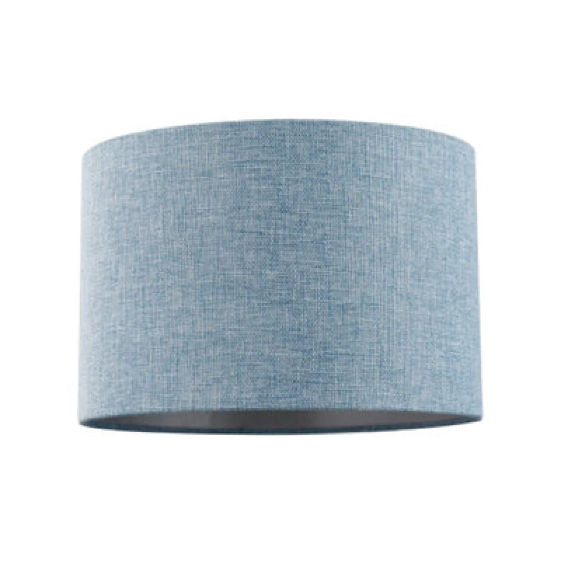 Image of Happy Homewares Contemporary And Sleek Blue Nova Plain Linen Fabric Drum Lamp Shade 60W Maximum