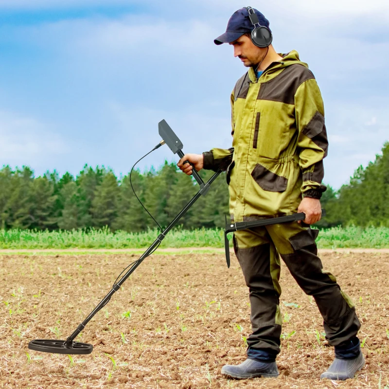 Image of Outsunny Gold Metal Detector with DSP Chip and 5 Professional Modes Dark Grey