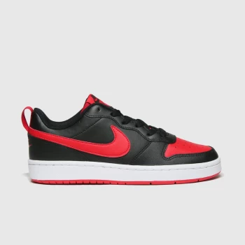 Image of Nike Black & Red Court Borough Low 2 Trainers Youth
