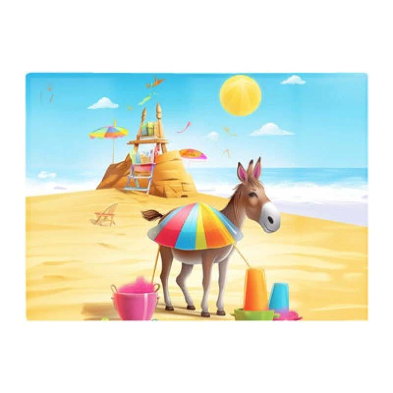 Image of Warren Reed Designer Donkey On A Beach Holiday Glass Chopping Board
