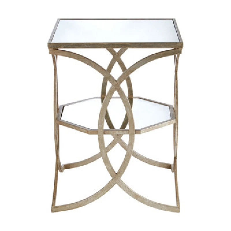 Image of Premier Housewares Interiors By Premier Elegant Cross Design Side Table, Sturdy Small Table For Livingroom, Durable Bed Side Table For Bedroom Silver