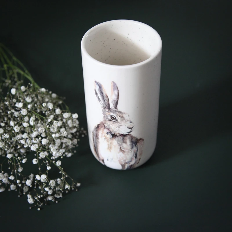 Image of Meg Hawkins Meg Hawkins Tall Ceramic Vase - Hare Multi