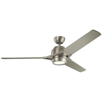 Kichler Zeus 3 Blade 152cm Ceiling Fan with LED Light Brushed Nickel Remote Control - Elstead