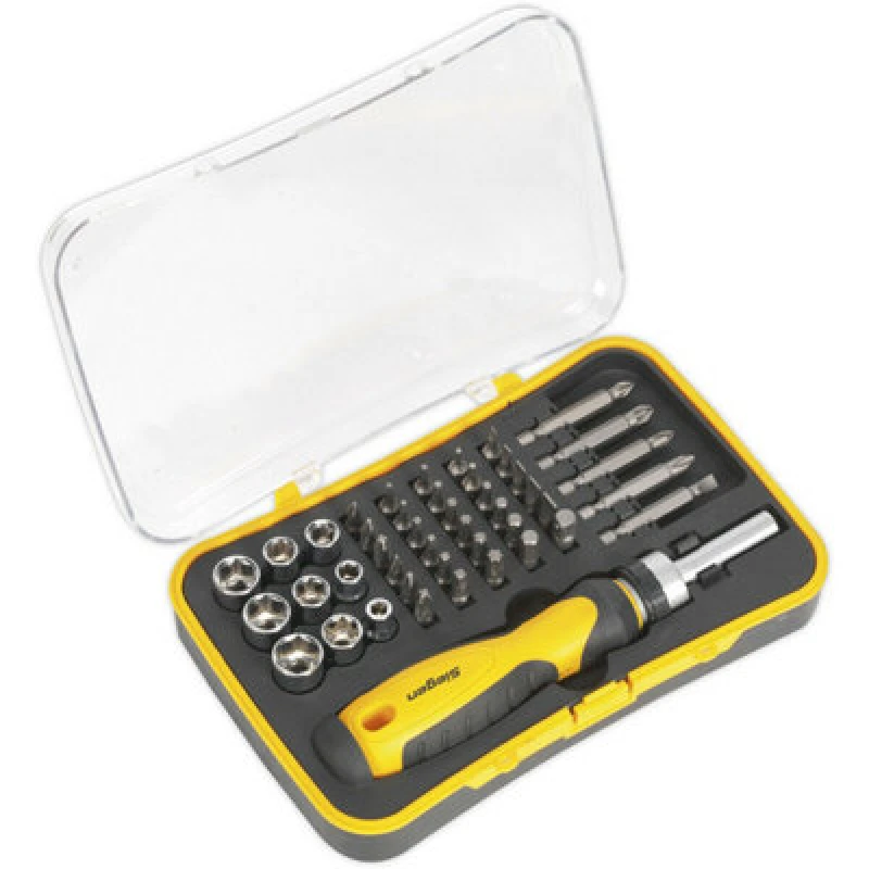 Image of Loops 45 PACK Ratchet Screwdriver Socket & Bit Set - Comfort Grip & Storage Case Multi