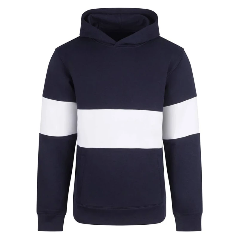 Image of Front Row Mens Panelled Heavyweight Hoodie in Navy Size: XS Navy Male XS