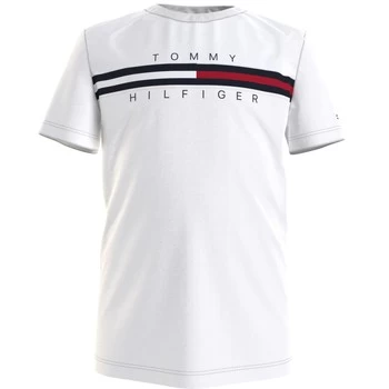 Image of Tommy Hilfiger KB0KB06532-YBR boys's Childrens T shirt in White - Sizes 8 years,10 years,12 years,14 years