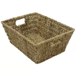 image of JVL Rectangular Seagrass Storage Basket 37.5 x 28.5 x 15.5 cm