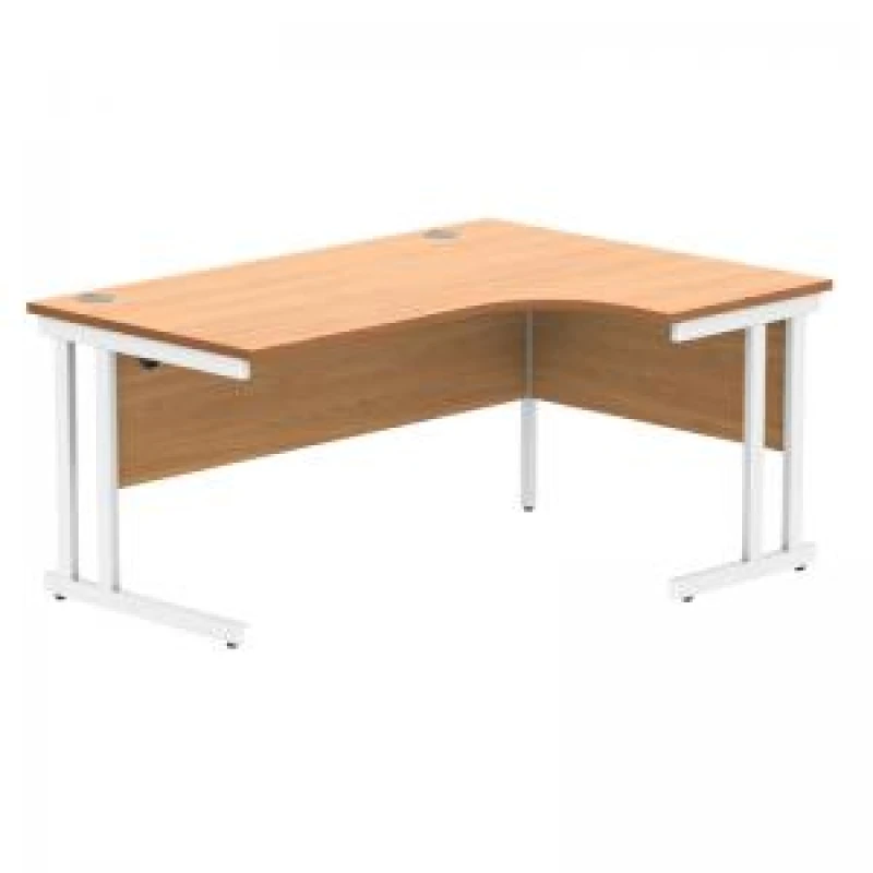 Image of Polaris Right Hand Radial DU Cantilever Desk 1600x1200x730mm Norwegian Beech/White KF822170
