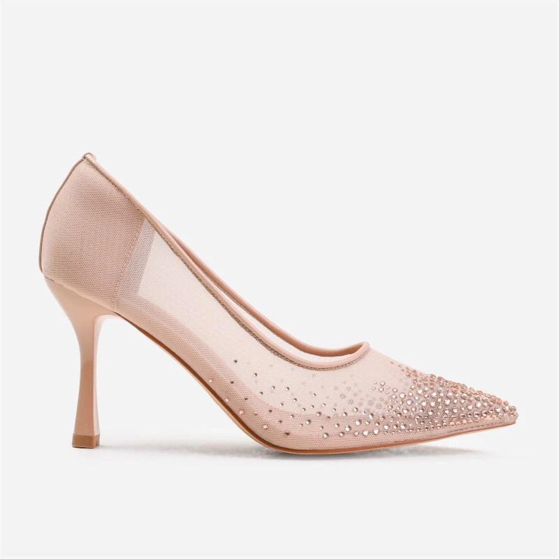 Image of Where's That From Womens 'Aralyn' Court Shoe With Diamante Detailing in Nude Size: 3 Nude Female 3