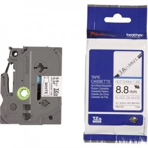 Image of Heatshrink label Brother HSe HSe-221 Tape colour: White Font colour:Black 8.8mm 1.5 m